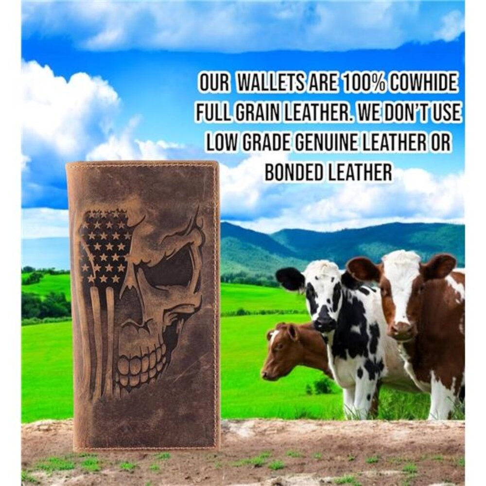 CLASSIC Men's RFID Vintage Look Genuine Leather Long Bifold Wallet - Picture 5 of 8